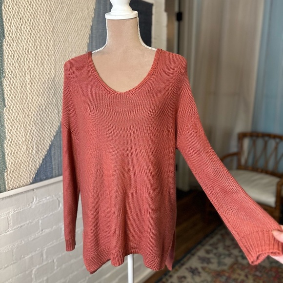 Workshop Republic Clothing Salmon Pink Wool Blend Crochet Sweater - Picture 2 of 11